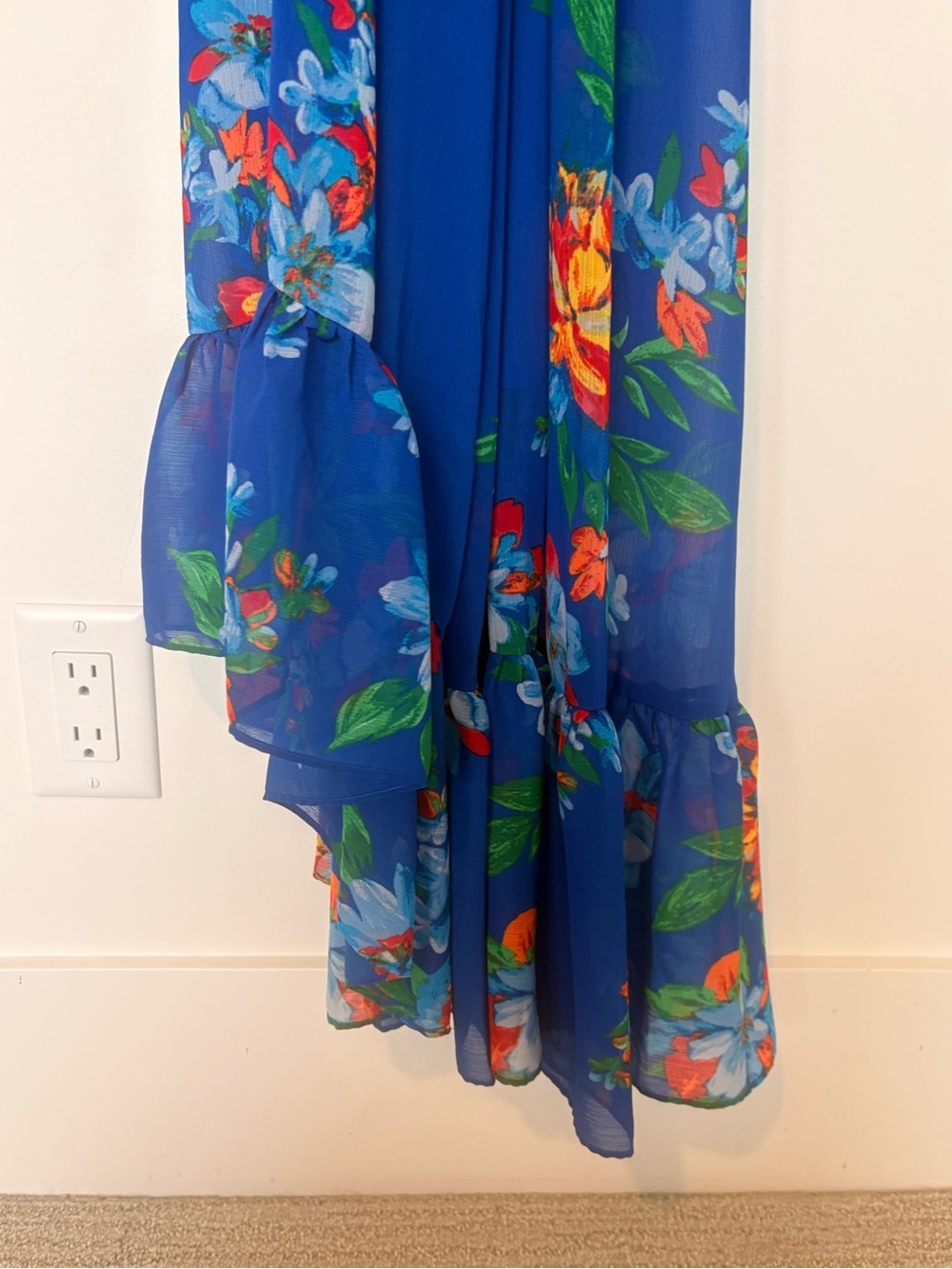 Ralph Lauren Royal Blue Floral High-Low Maxi Dress - Picture 5 of 8